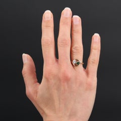 1900s Green Sapphire Diamond 18 Karat Yellow Gold You and Me Ring