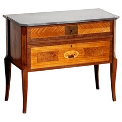 1900s, Gustavian Walnut Birch Fruits Mahogany Commode Dresser with Kolmarden Top