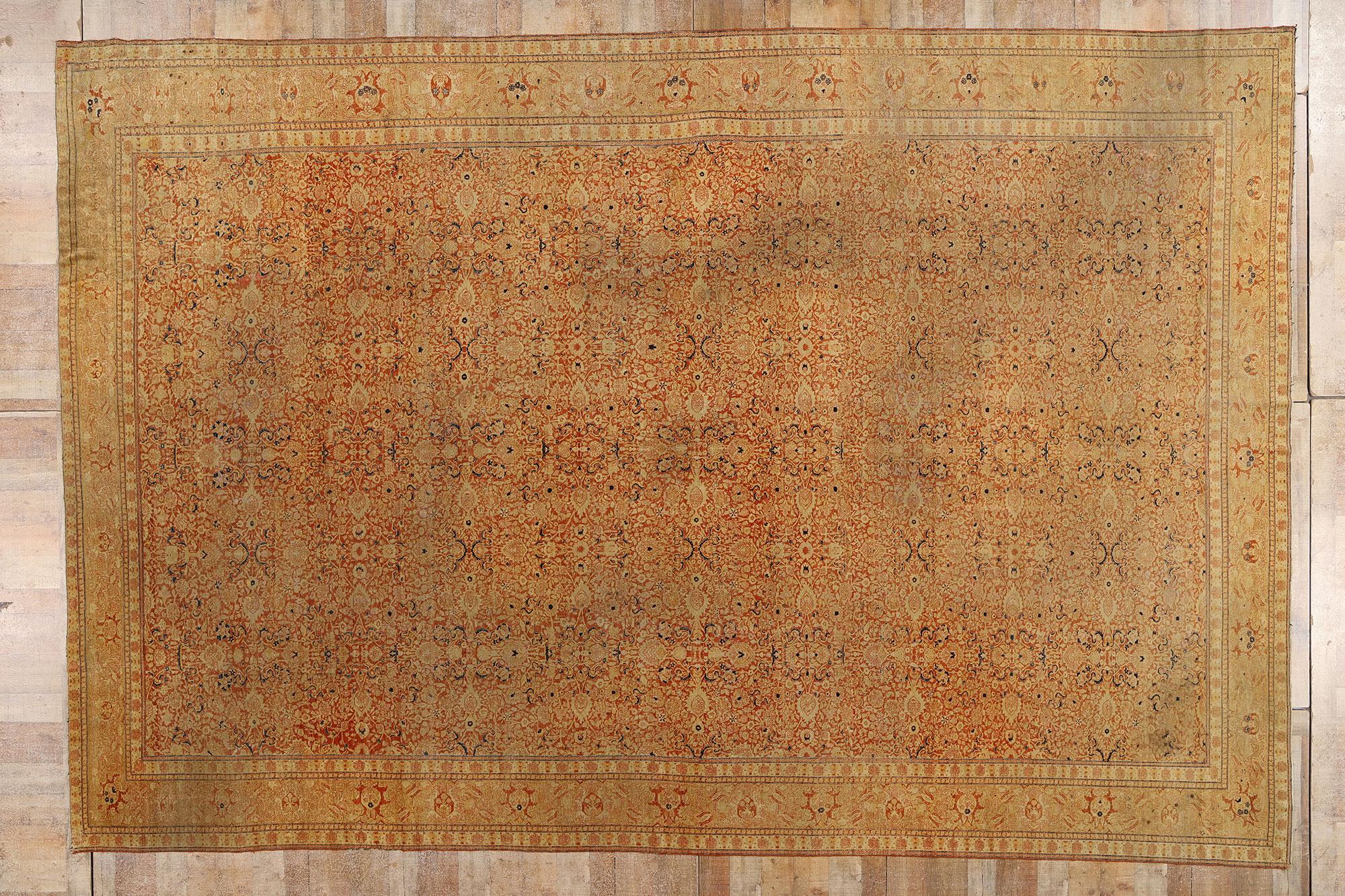 Tappeto antico persiano Tabriz del 1900 di Haji Jalili con stile tradizionale in vendita 3