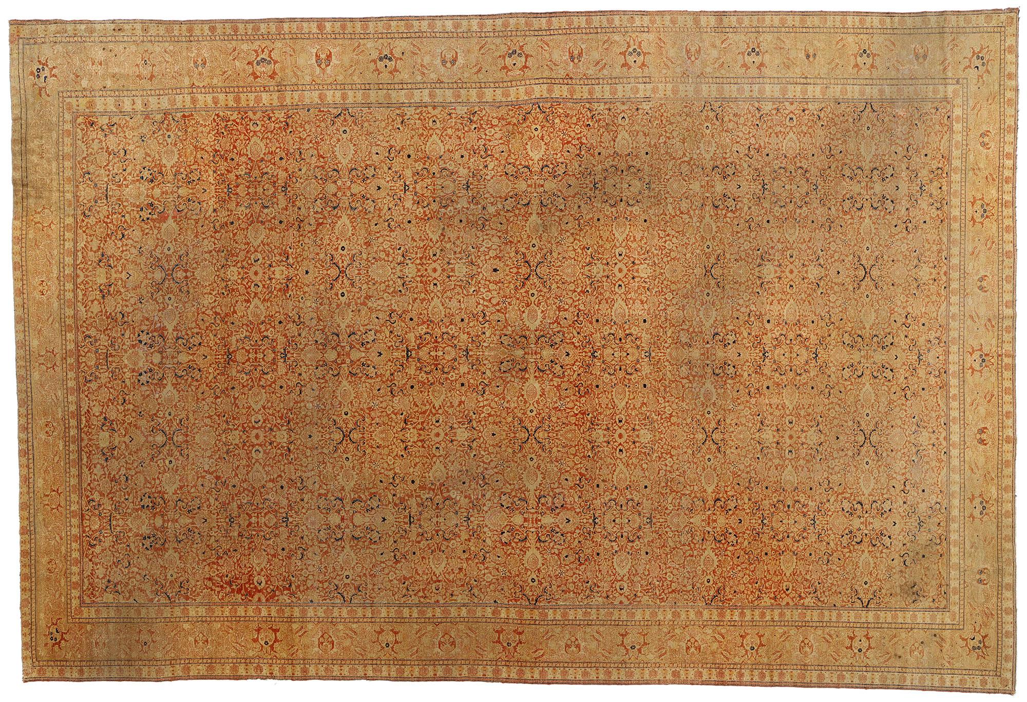 Tappeto antico persiano Tabriz del 1900 di Haji Jalili con stile tradizionale in vendita 4