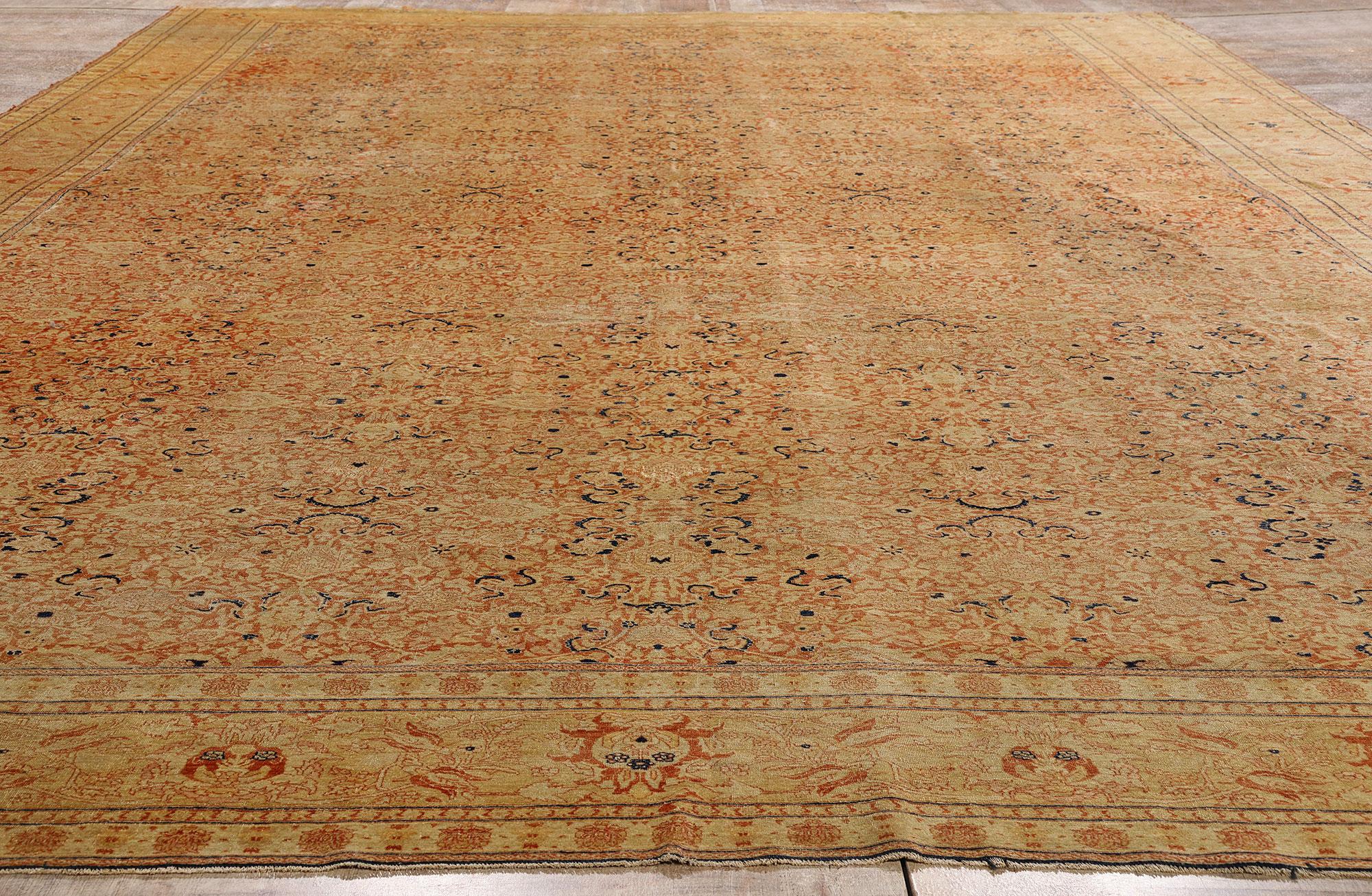 Tappeto antico persiano Tabriz del 1900 di Haji Jalili con stile tradizionale in vendita 2