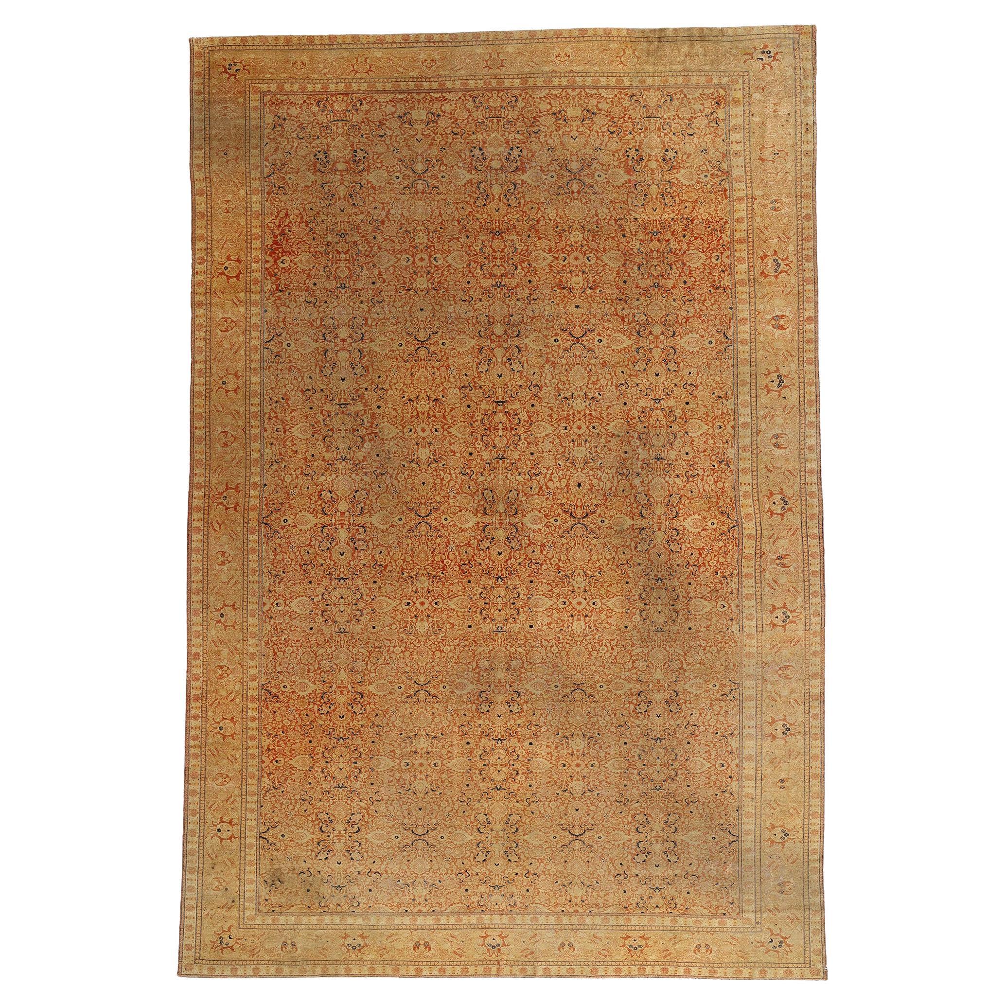 Tappeto antico persiano Tabriz del 1900 di Haji Jalili con stile tradizionale in vendita