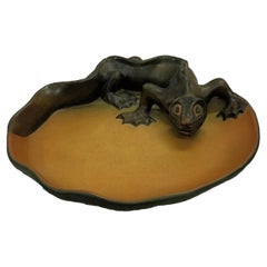 1900's Hand-Crafted Danish Art Nouveau Lizard Ash Tray / Bowl by P. Ibsens Enke