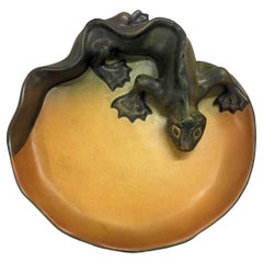 Cendrier / bol en lézard Art nouveau danois des années 1900, fabriqué à la main par P. Ibsens Enke