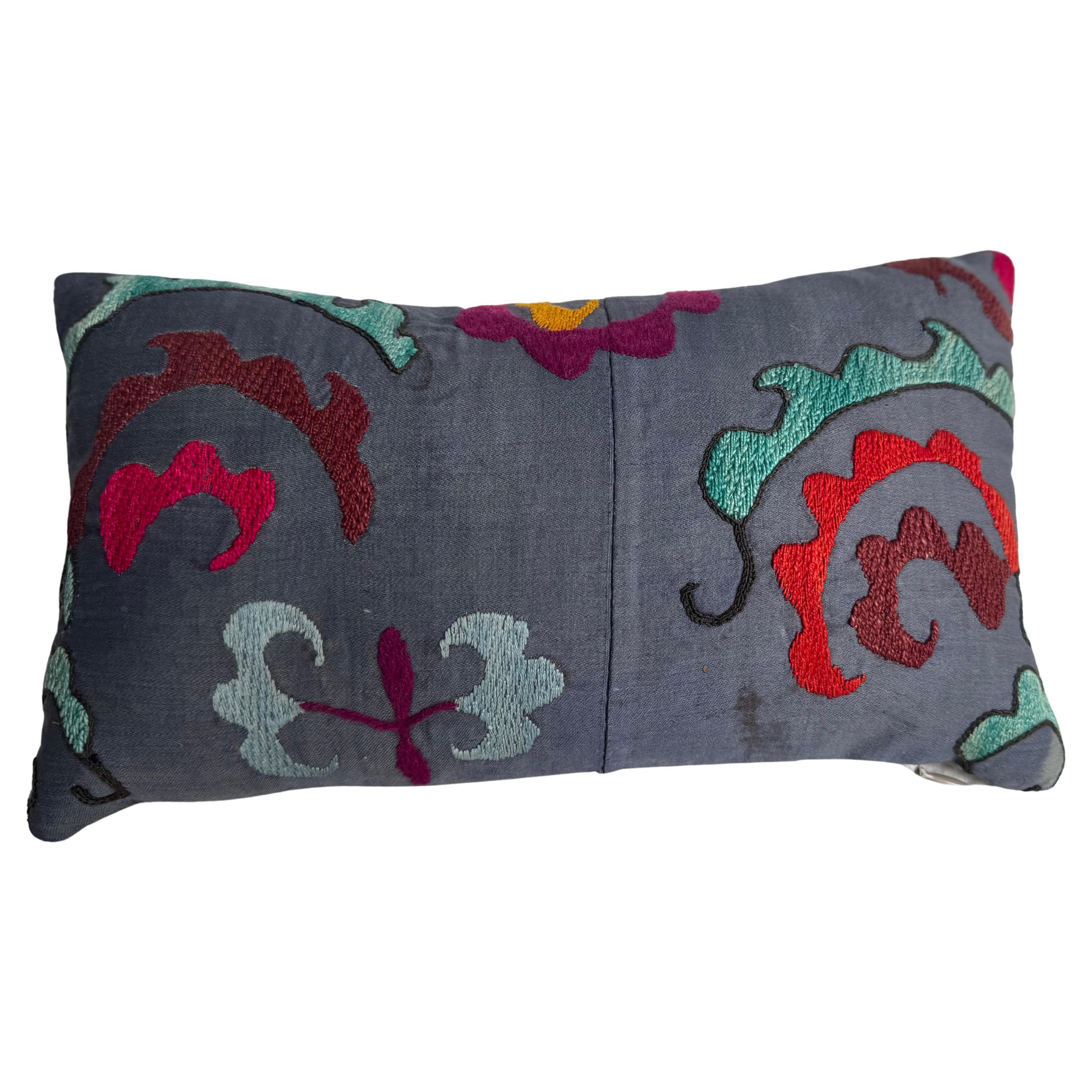1900s Hand-Embroidered Suzani Pillow