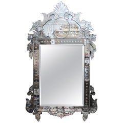 1900s Handcrafted Venetian Mirror with Floral Motifs