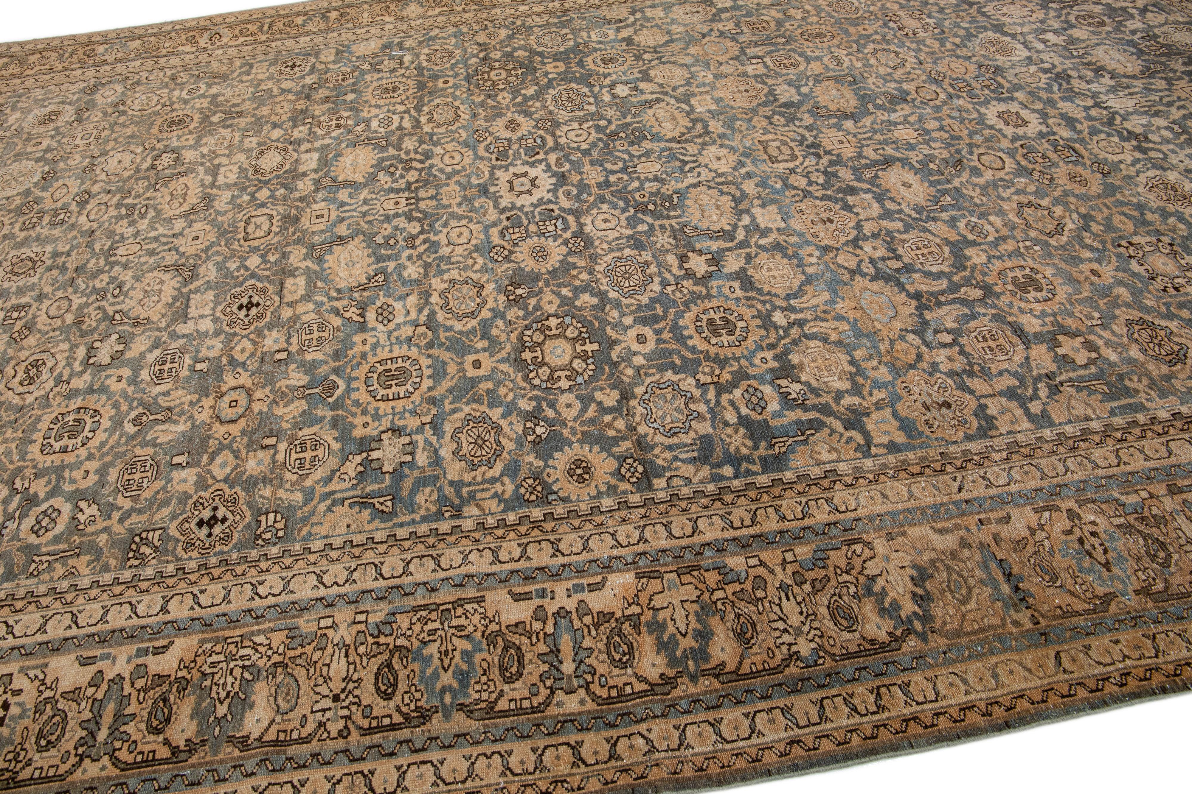 1900s Handmade Persian Malayer Allover Wool Rug with Muted Tones In Good Condition For Sale In Norwalk, CT