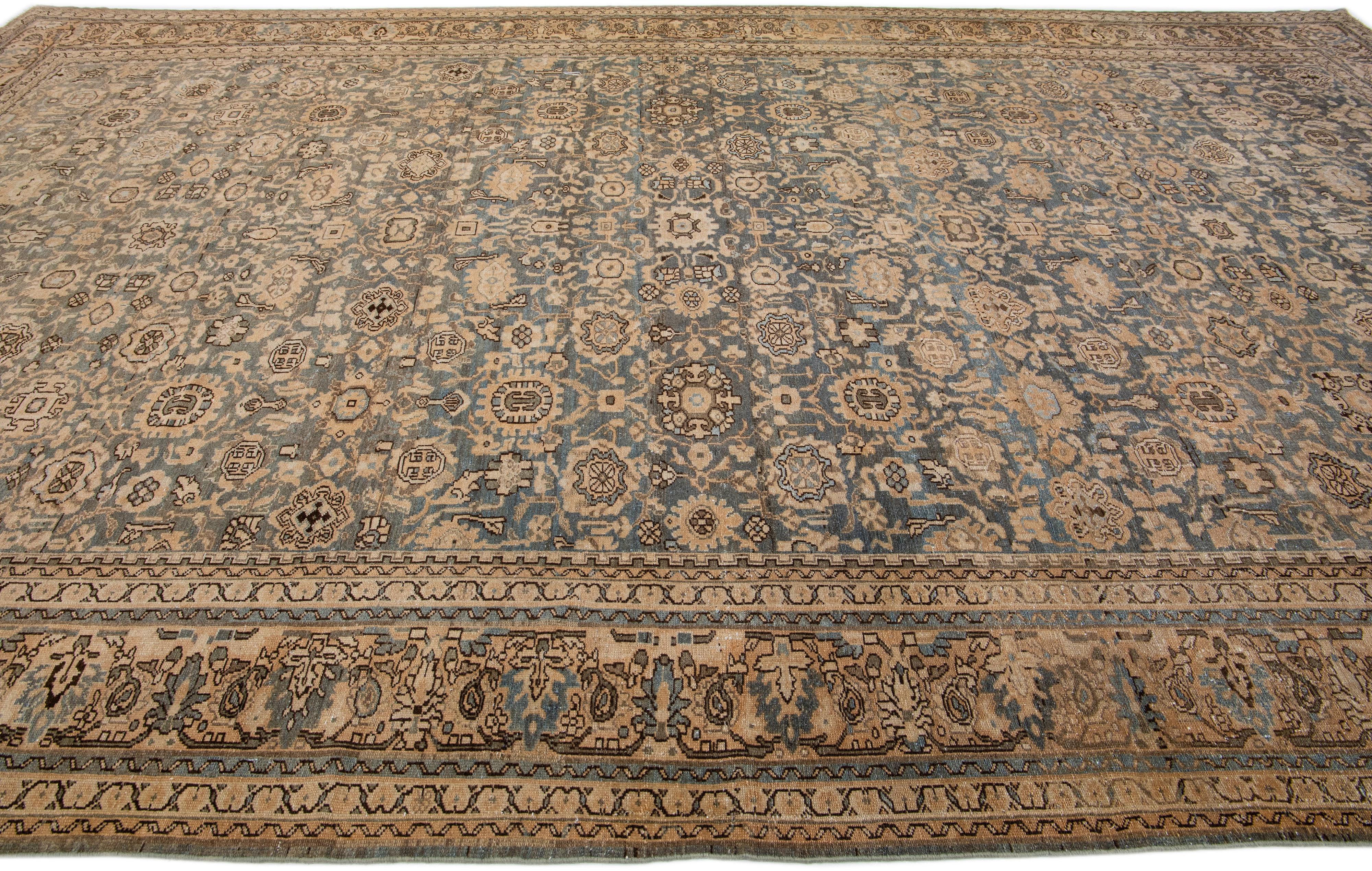 20th Century 1900s Handmade Persian Malayer Allover Wool Rug with Muted Tones For Sale