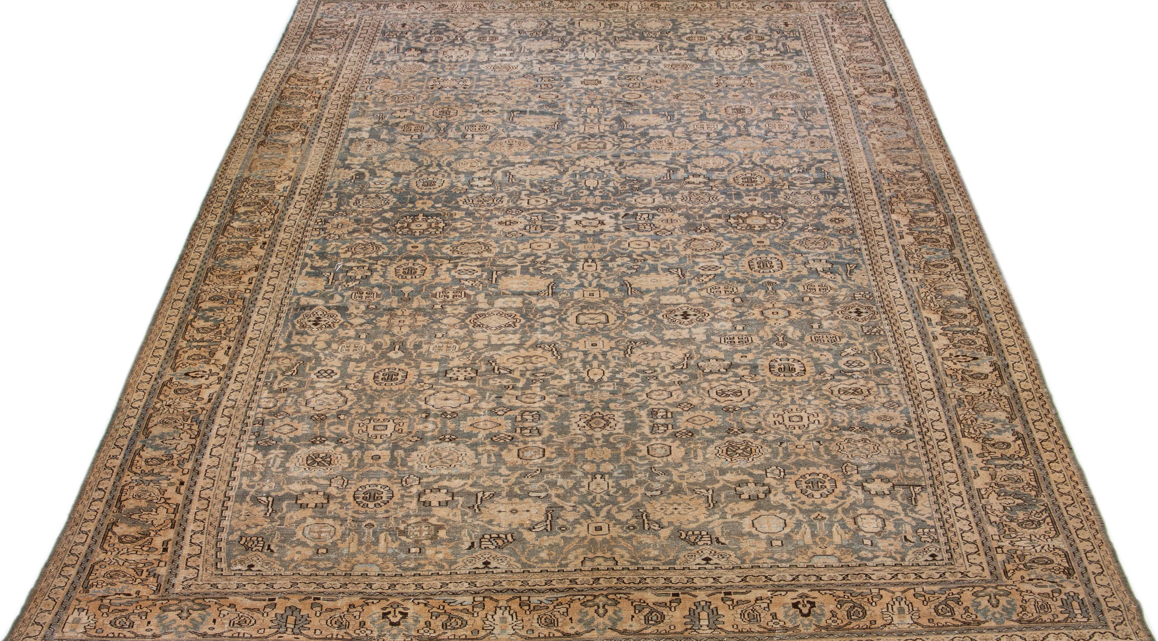 1900s Handmade Persian Malayer Allover Wool Rug with Muted Tones For Sale 2