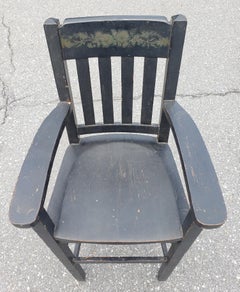 1900s Heywood Brothers and Wakefield Co Ebonized and Decorated Youth High Chair