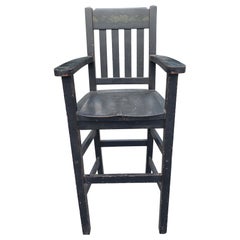 1900s Heywood Brothers and Wakefield Co Ebonized and Decorated Youth High Chair