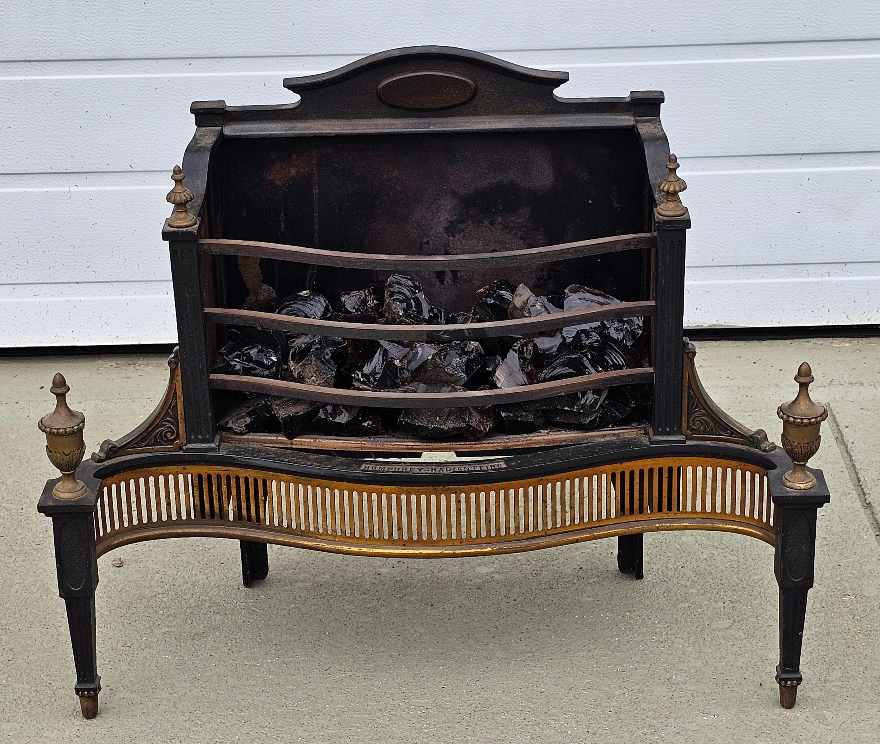1900s Humphrey Radiantfire Federal  Style Gas Fireplace Grate  / insert. Measures 28.75