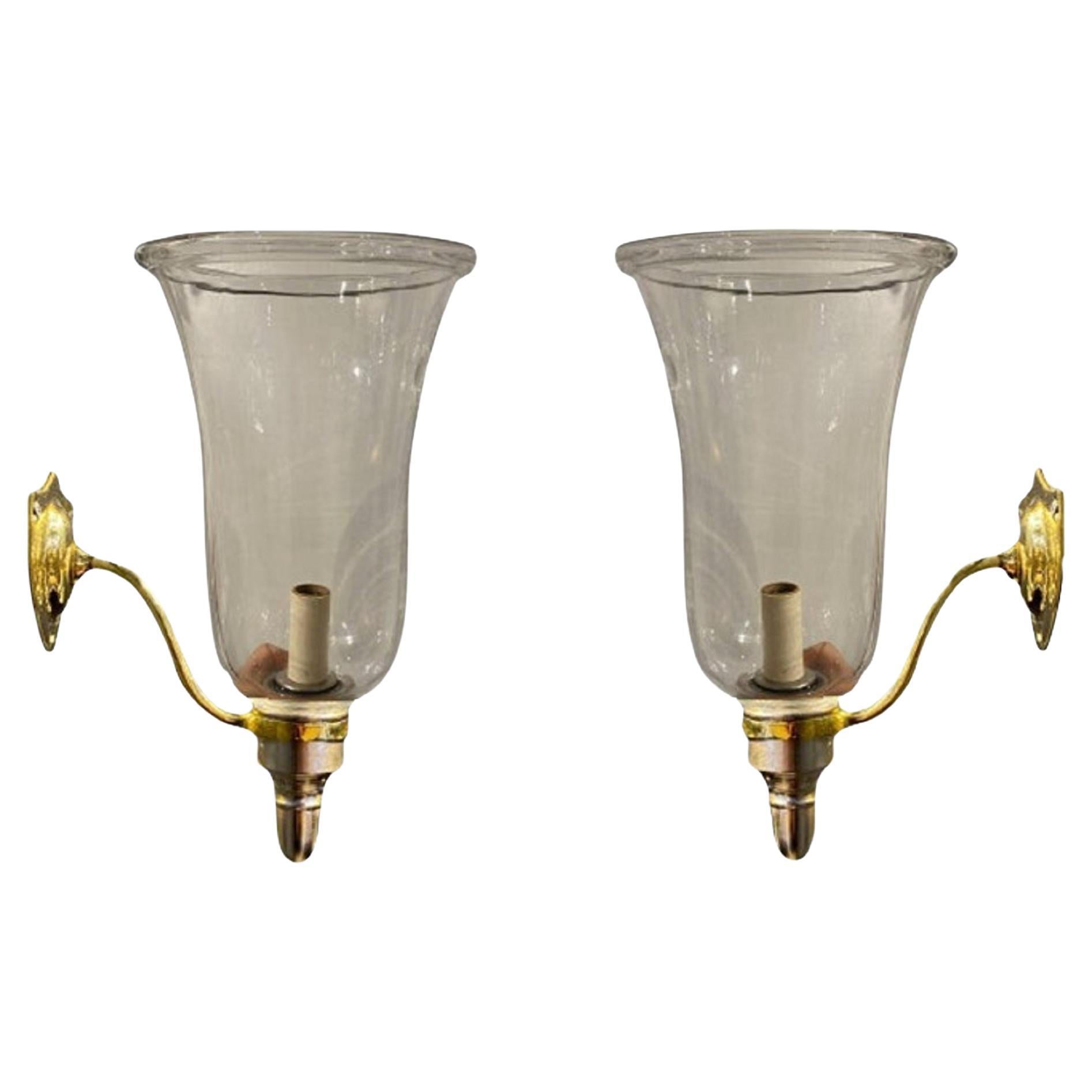 1900s Hurricane Glass Sconces For Sale