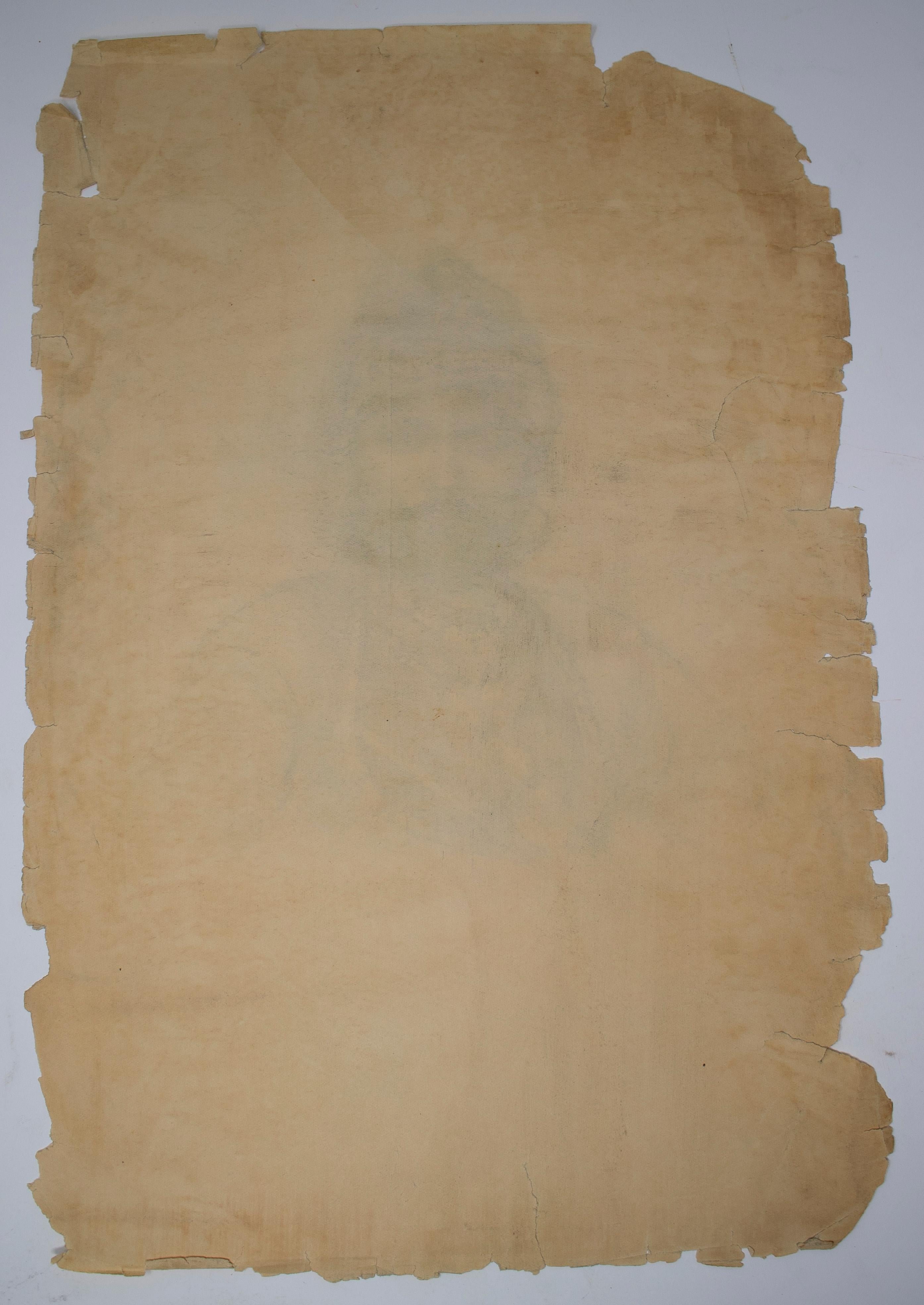 1900s Indian Portrait on Paper of Man with Turban In Good Condition For Sale In Marbella, ES