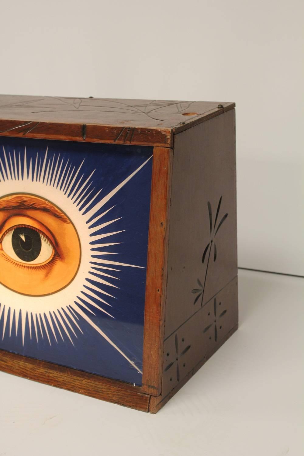 American 1900s IOOF Odd Fellows All Seeing Eye Light Up Glass Sign