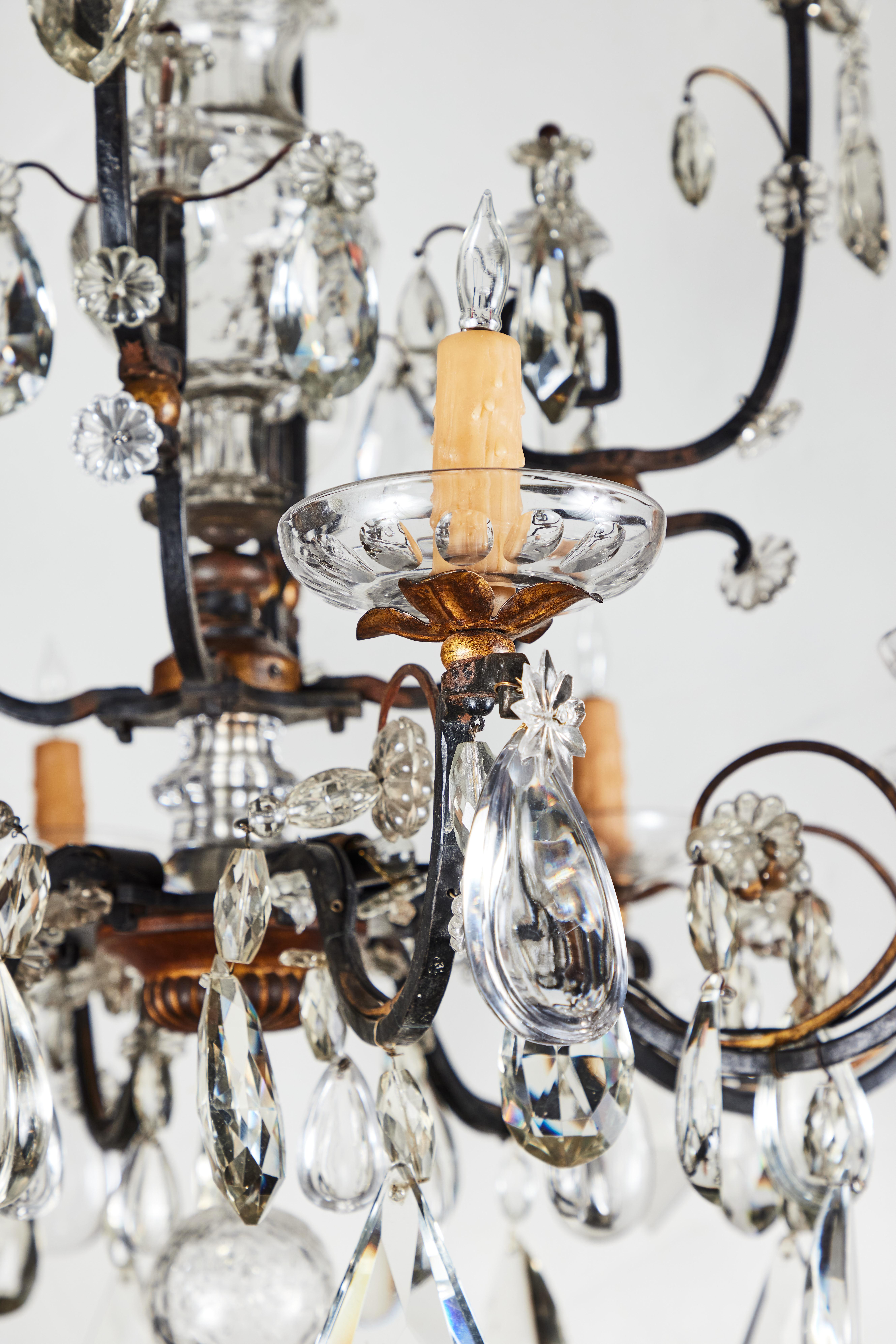 Early 20th Century 1900s, Iron and Crystal Chandelier
