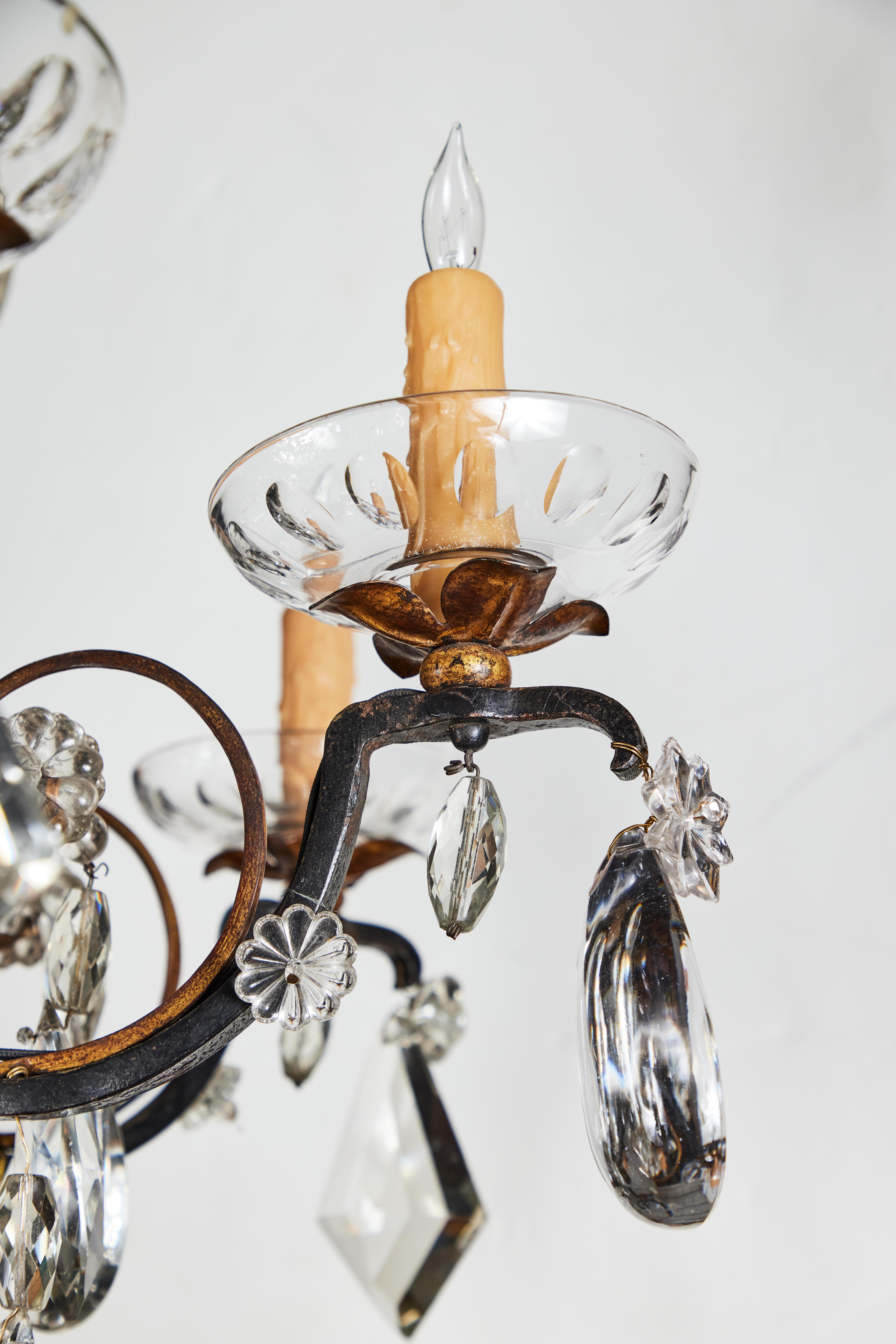 1900s, Iron and Crystal Chandelier 2