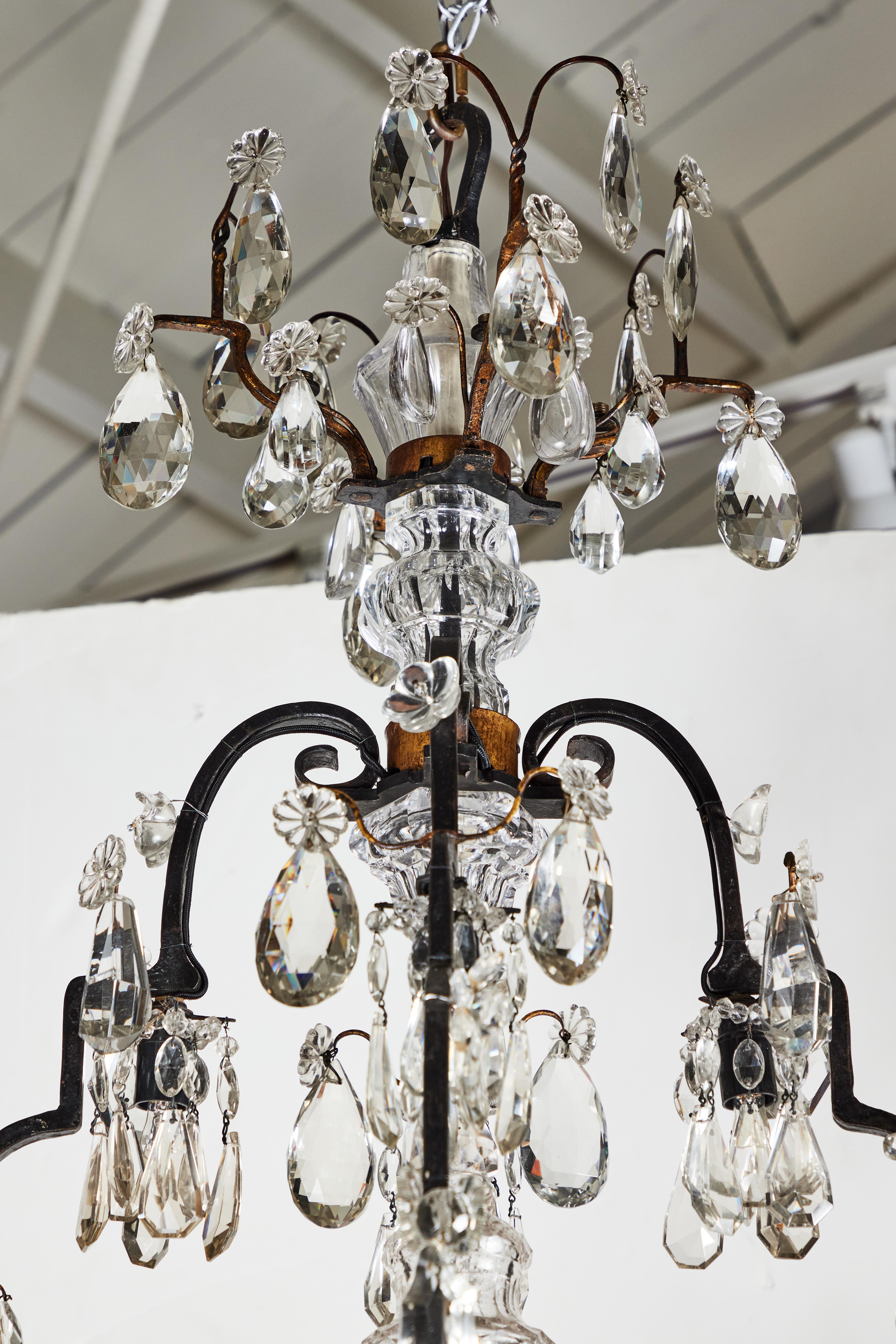 1900s, Iron and Crystal Chandelier 3
