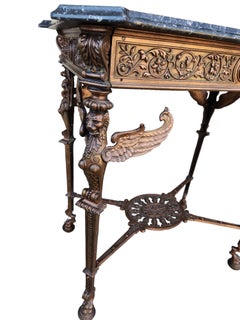 1900s Iron Marble Top Table