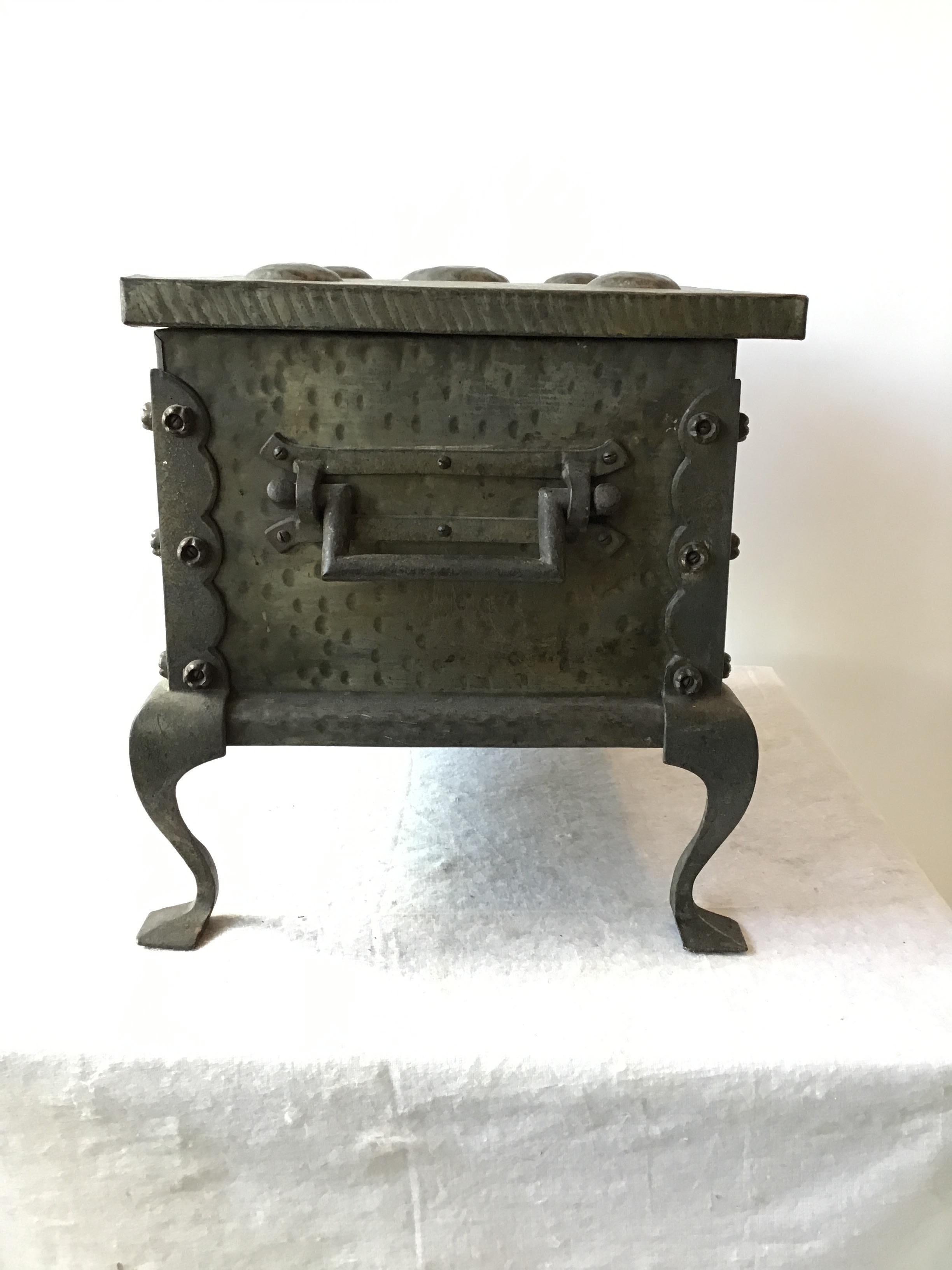 Early 20th Century 1900s Iron and Tin Coal Holder For Sale