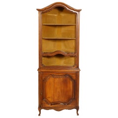 Used 1900s, Venetian Baroque Corner Cupboard Bookcase, Restored, Wax-Polished