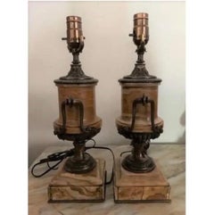 1900’s Italian Marble and Bronze Lamps - a Pair