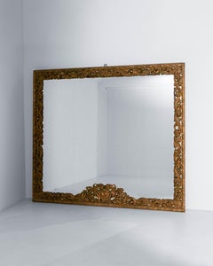 Early 1900s Italian Giltwood Mirror, Hand-Carved, 89.7\" Tall