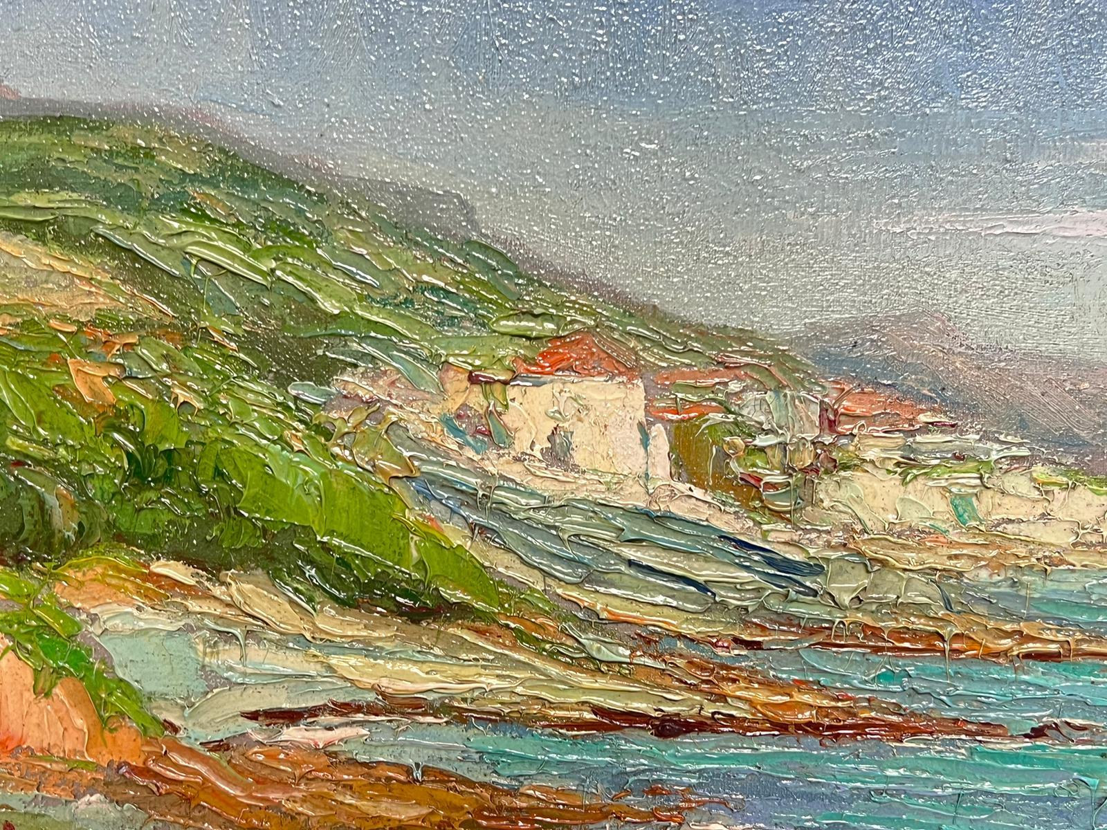 The Italian Coast
Italian School, circa 1900's
indistinctly signed oil on canvas, unframed
canvas : 9.75 x 16.5 inches
provenance: private collection
condition: very good and sound condition