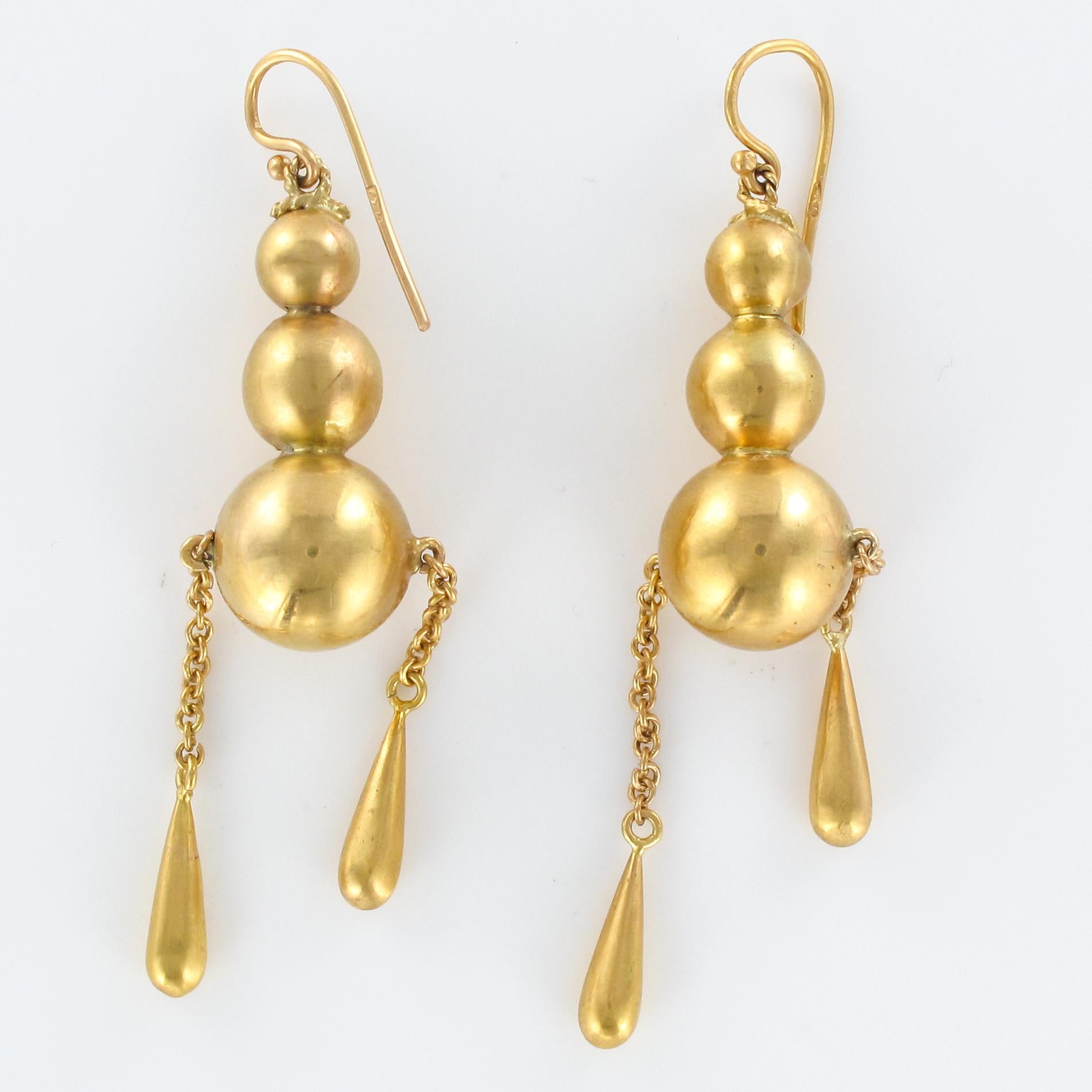 1900s Italian Pearls Drops of Gold Dangle Earrings 4
