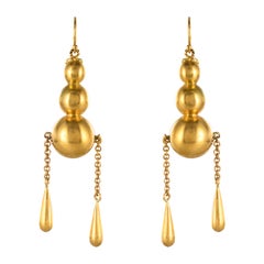 1900s Italian Pearls Drops of Gold Dangle Earrings