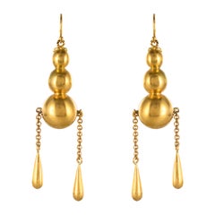 1900s Italian Pearls Drops of Gold Dangle Earrings