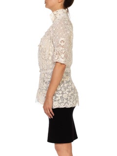 Edwardian Ivory Organic Cotton Irish Crochet  Blouse