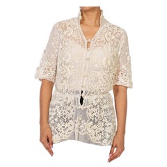 Edwardian Ivory Organic Cotton Irish Crochet  Blouse