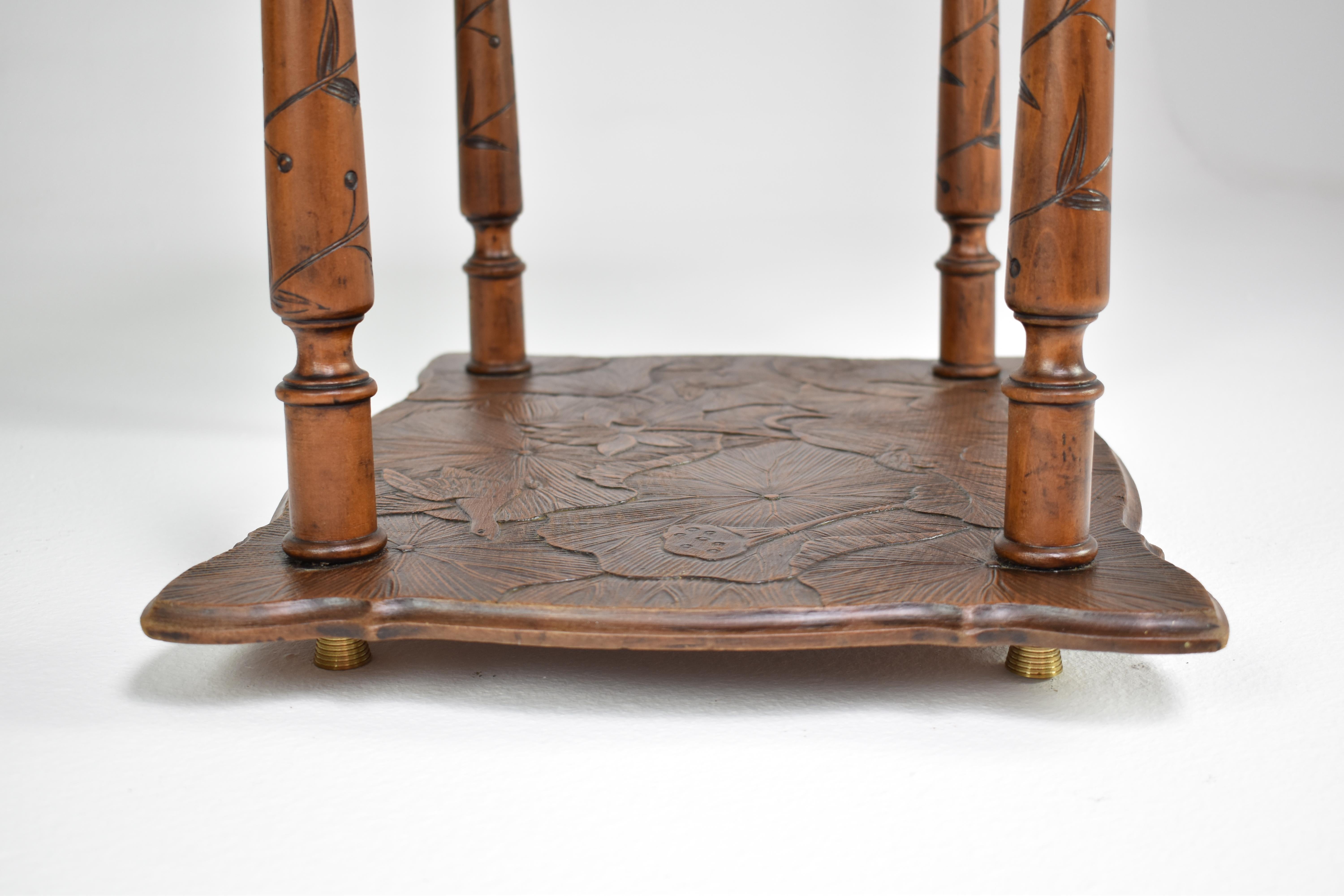 1900's Japanese Sculpted Wooden Tea Table For Sale 1