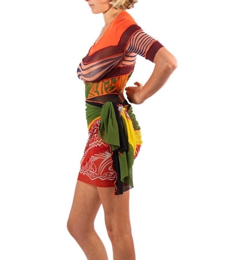 1900S Jean Paul Gaultier Orange Mesh Dress In Excellent Condition For Sale In New York, NY