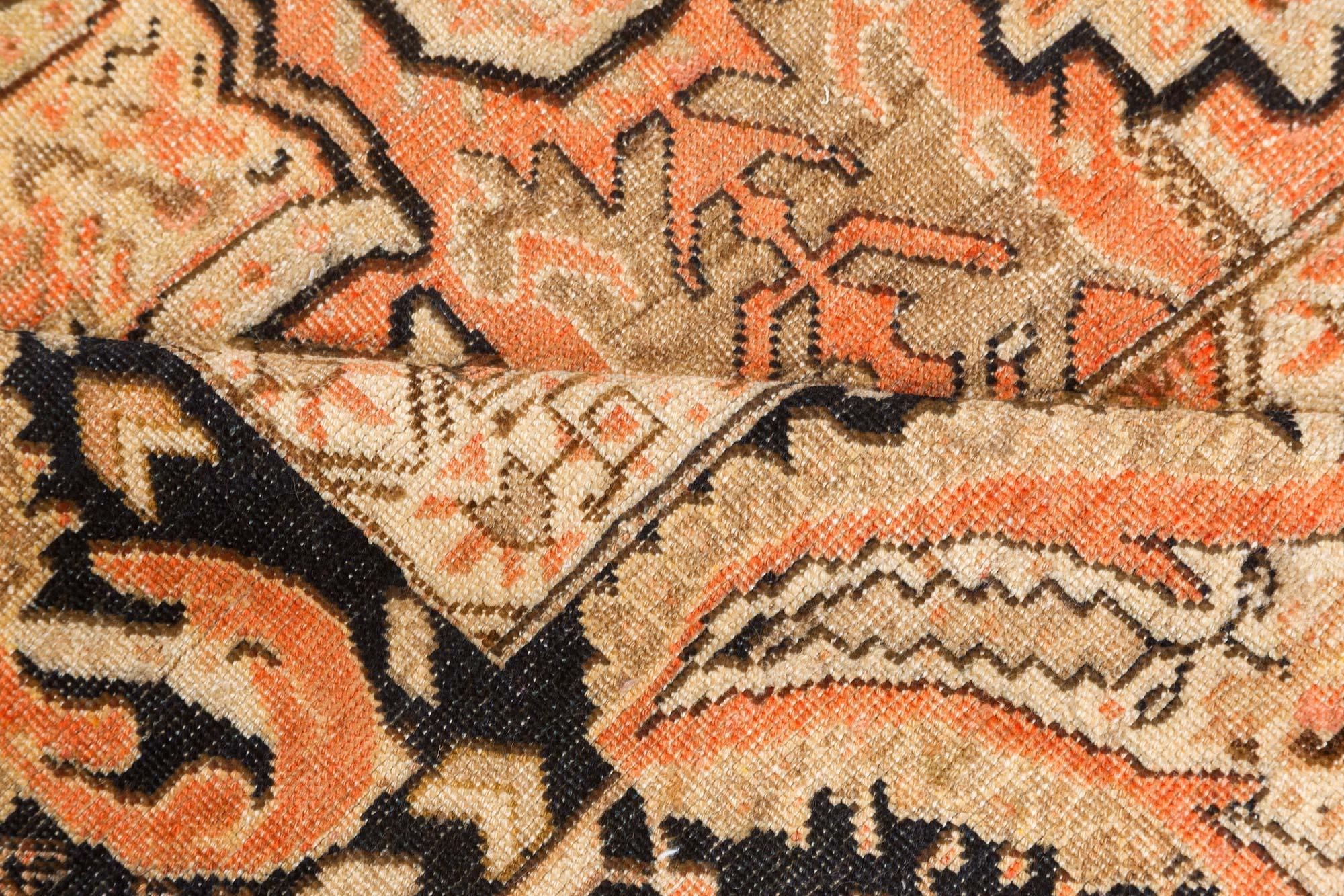 Authentic 1900s Karabagh Bold Design Handmade Wool Rug
Size: 7'1