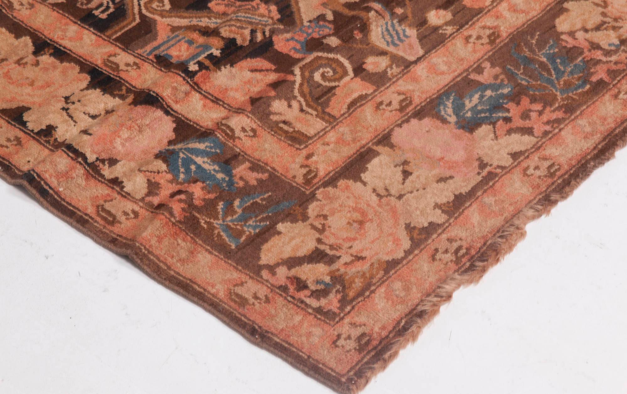 1900s Karabagh Botanic Handmade Wool Rug In Good Condition For Sale In New York, NY