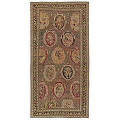 1900s Karabagh Botanic Dusty Rose Handmade Wool Carpet