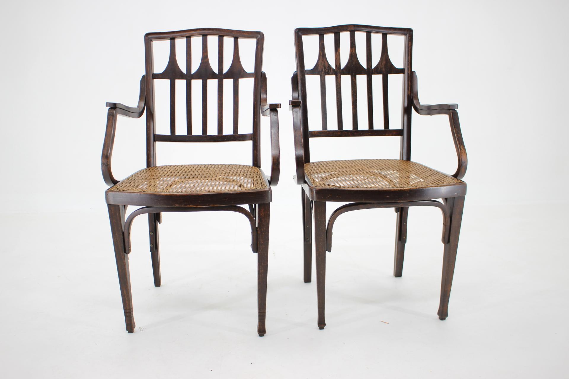 Art Nouveau 1900s Koloman Moser Pair of Armchairs for J & J Kohn No. 327  For Sale