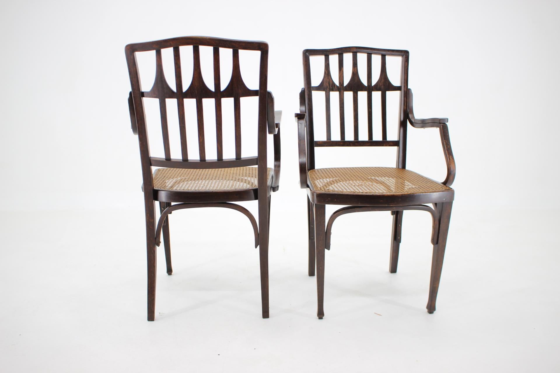Austrian 1900s Koloman Moser Pair of Armchairs for J & J Kohn No. 327  For Sale