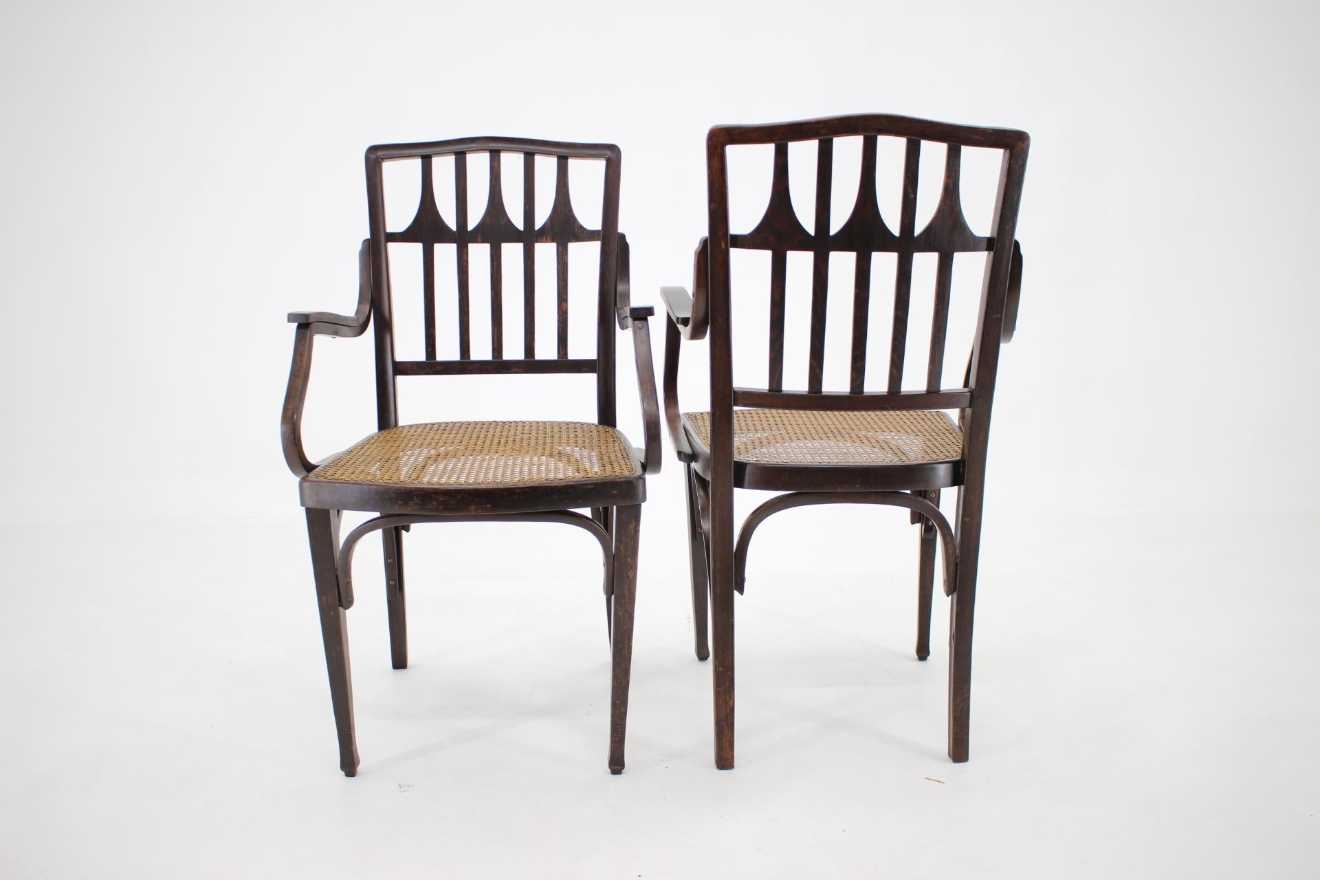 Art Nouveau 1900s Koloman Moser Pair of Armchairs for J & J Kohn No. 327 For Sale