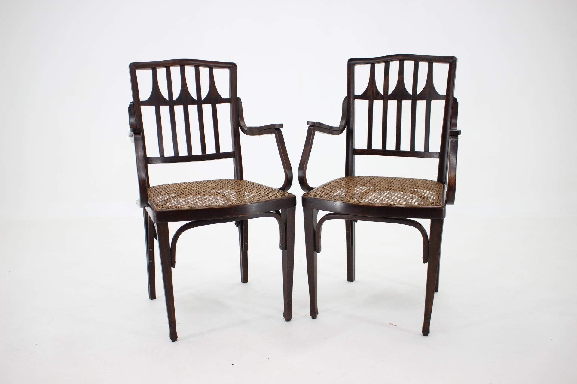1900s Koloman Moser Pair of Armchairs for J & J Kohn No. 327  In Good Condition For Sale In Praha, CZ