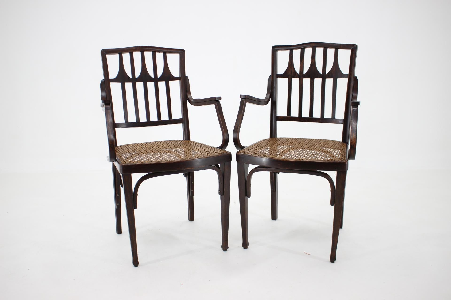 1900s Koloman Moser Pair of Armchairs for J & J Kohn No. 327 In Good Condition In Praha, CZ