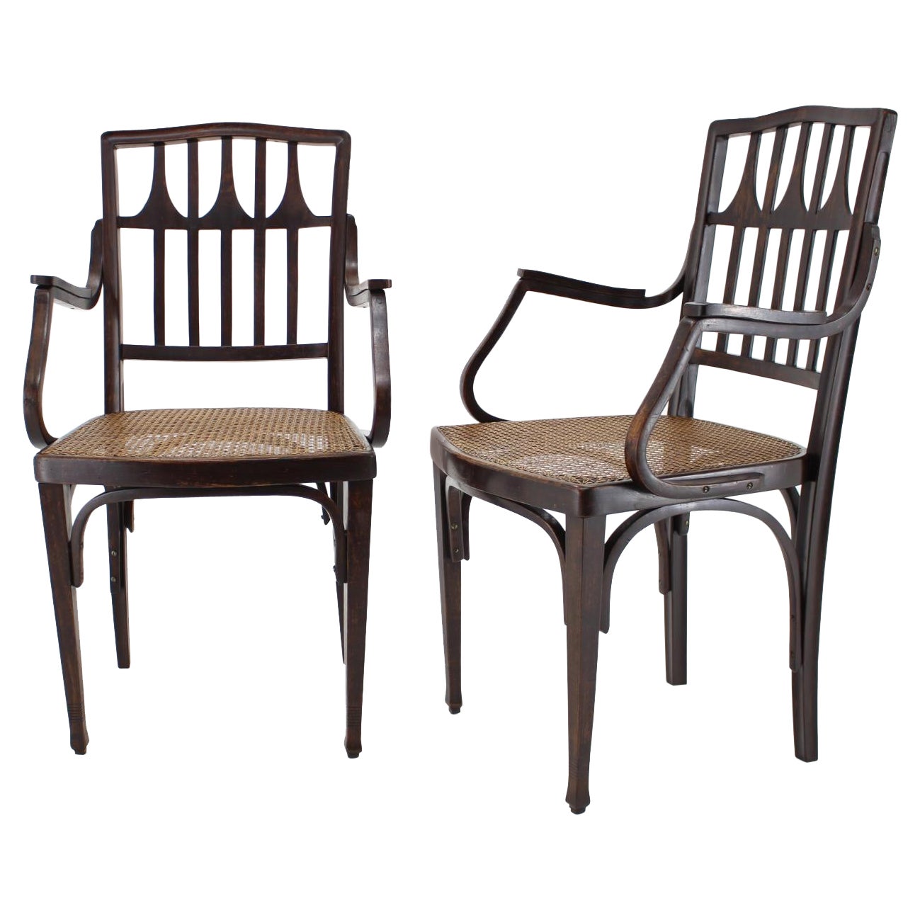 1900s Koloman Moser Pair of Armchairs for J 
J Kohn No. 327