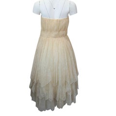 1900s Lanvin Ivory Cream Floral Lace Sleeveless Midi Dress