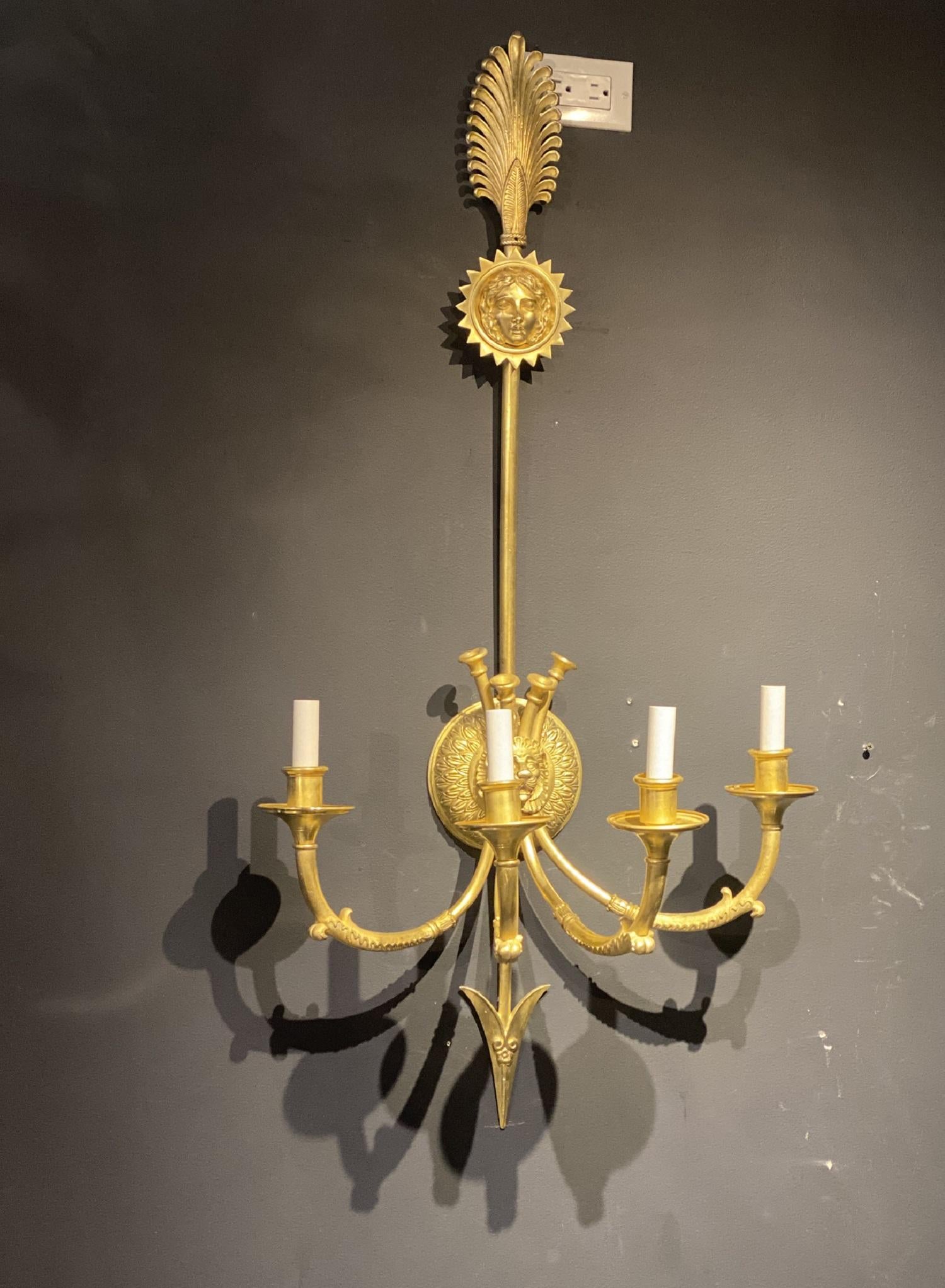 Early 20th Century 1900's Large Caldwell Empire Sconces with 4 lights For Sale