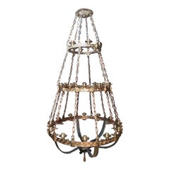 Grand lustre néoclassique en bronze doré Caldwell à 30 lumières, datant de 1900