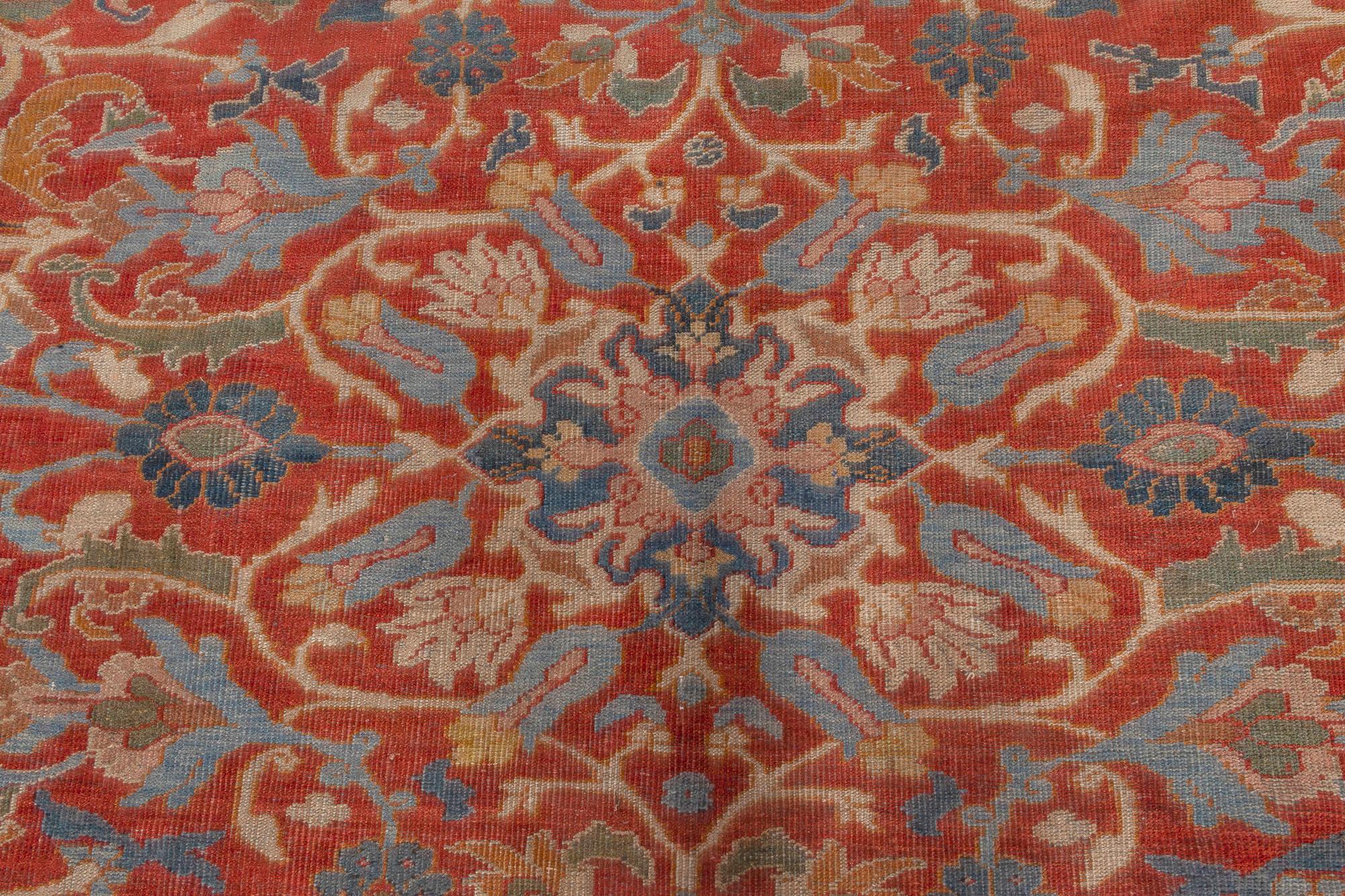 Hand-Knotted 1900s Large Persian Sultanabad Wool Rug For Sale