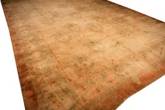 1900s Large Scale Beige Swastika Antique Agra Indian Handknotted Gallery Rug