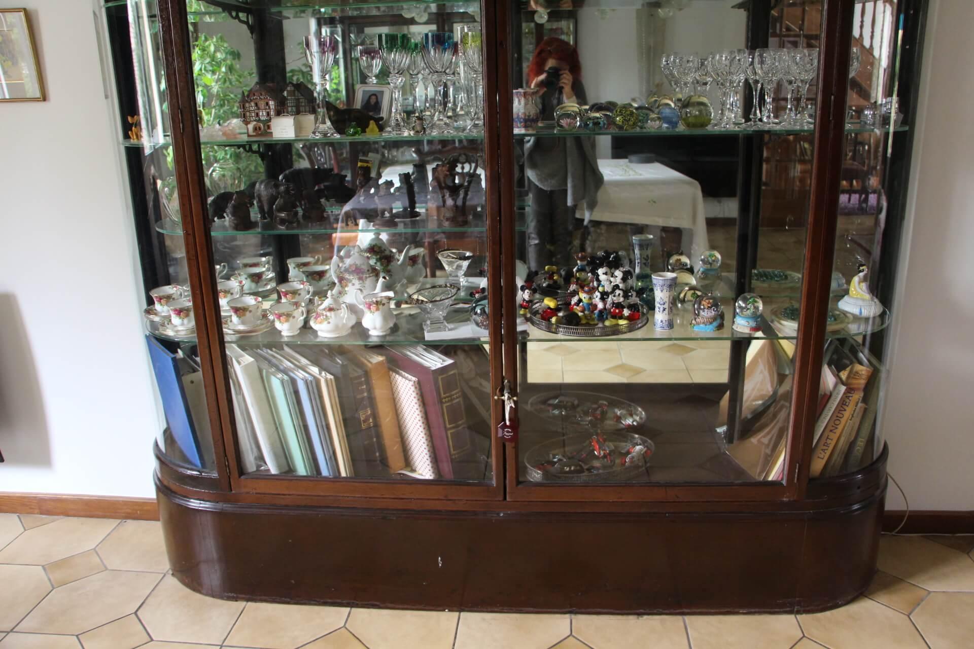 Wood 1900's Large Victorian Shop Display Cabinet with Bow Glass Sides For Sale